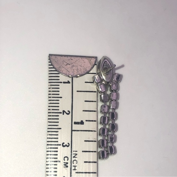 vtg Rhinestone Marquis Navette Stone Dangle Stud Earrings 1.2” - Picture 5 of 5